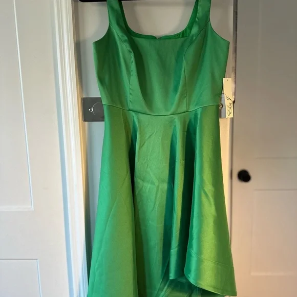 Eliza J Green Asymmetric Fit and Flare Dress - Picture 2 of 11